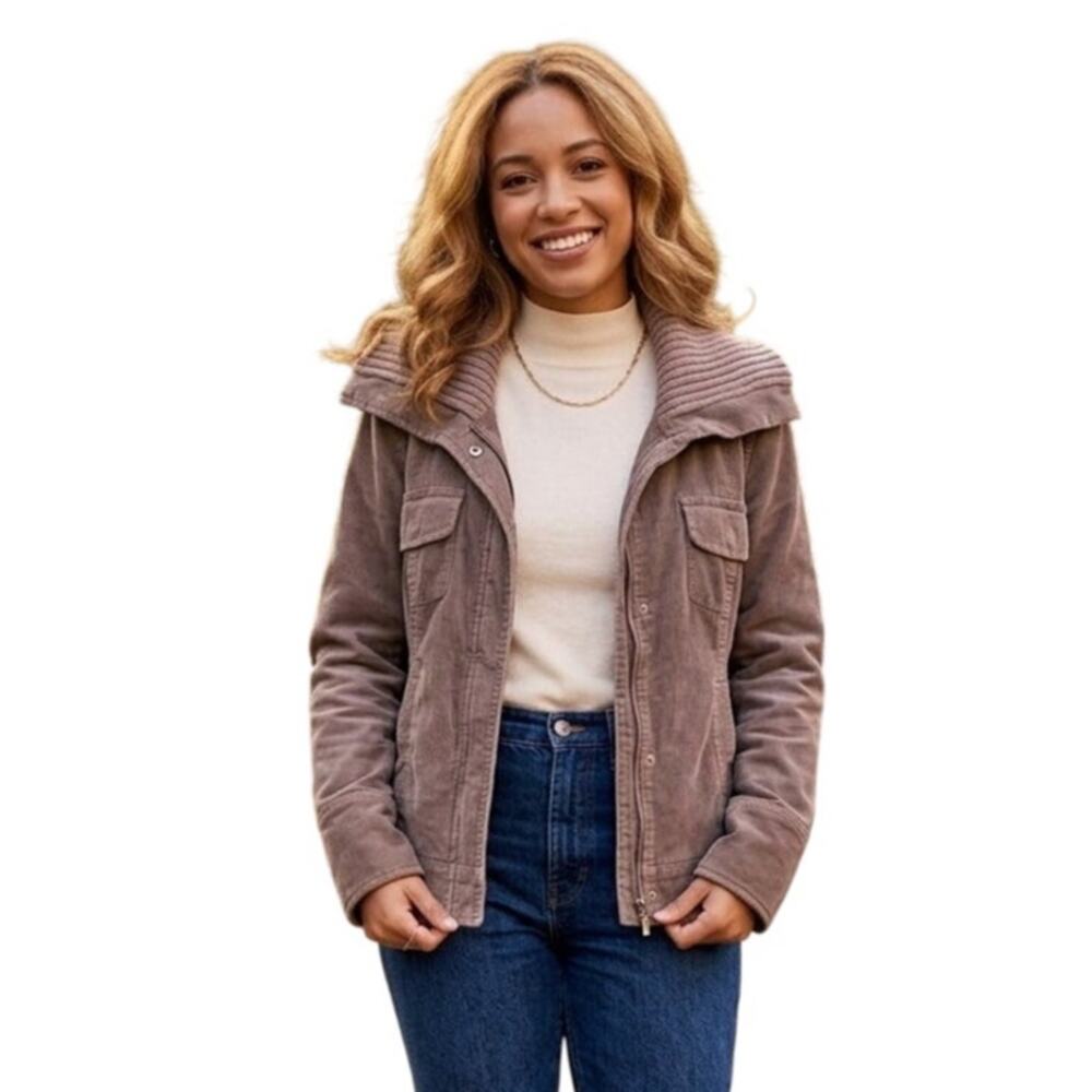 John Rocha Wales Corduroy Jacket Women Size 12 Brown Retro Outdoor Downtown Girl